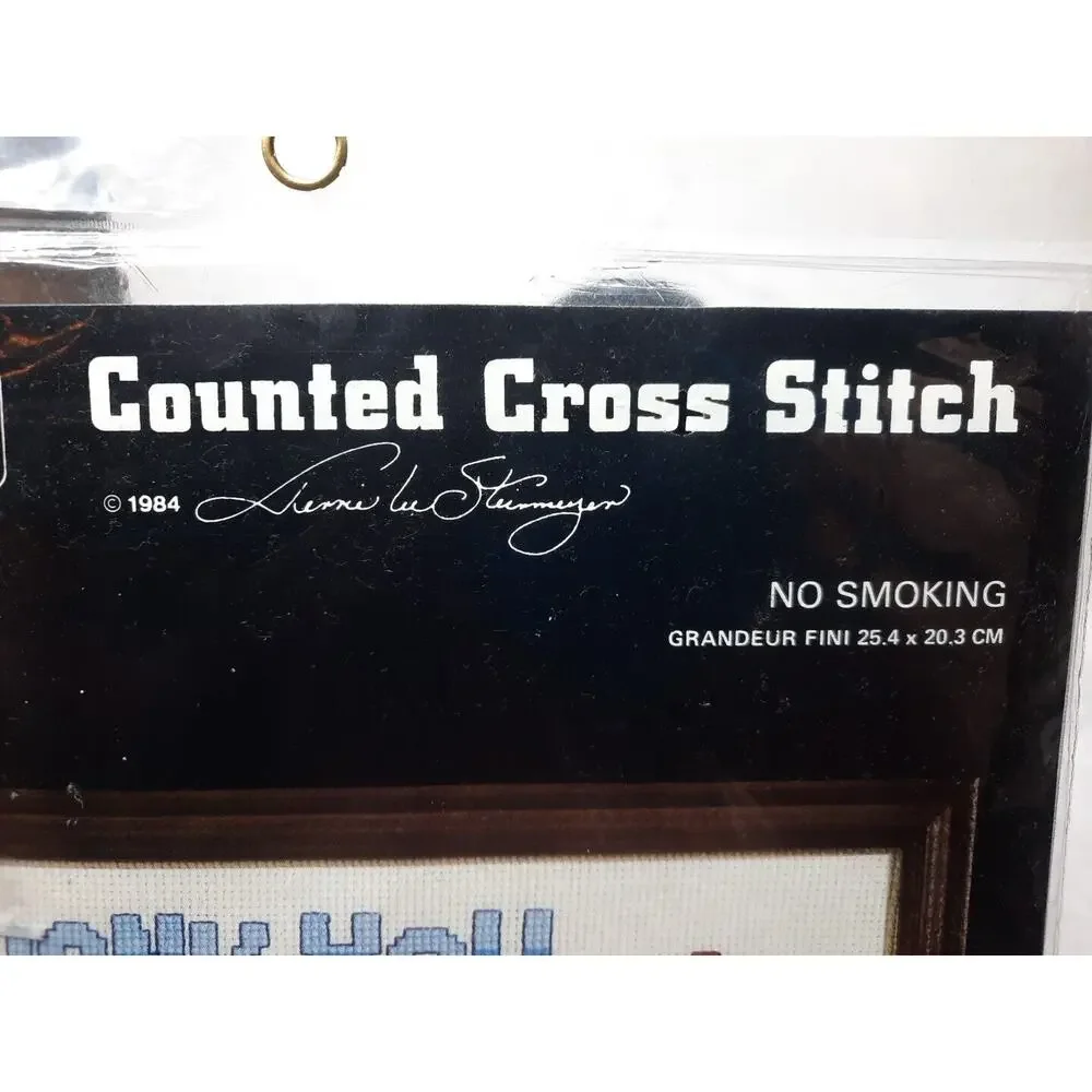 Vintage Janlynn Charmin Counted Cross Stitch Kit No Smoking Firefighter Bear